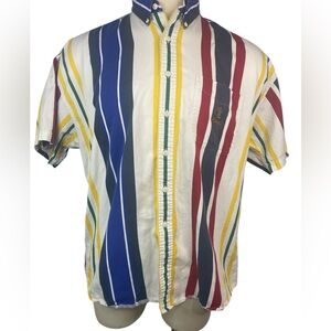 Chaps Ralph Lauren Colorful Striped Short Sleeve BU Men's Shirt XL